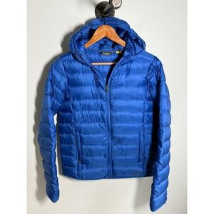 Cabelas Kids XL Royal Blue Hooded Puffer Jacket Quilted Full Zip Lightweight